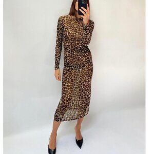 NWT ANIMAL PRINT KNIT MIDI DRESS Leopard Size Medium